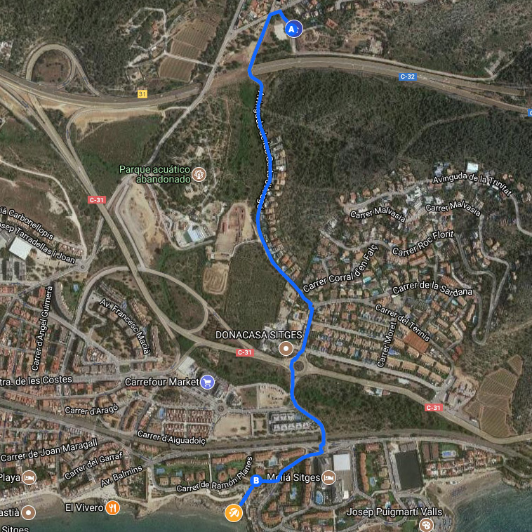 Ruta a Cala Balmins desde Les Moreres de Sitges