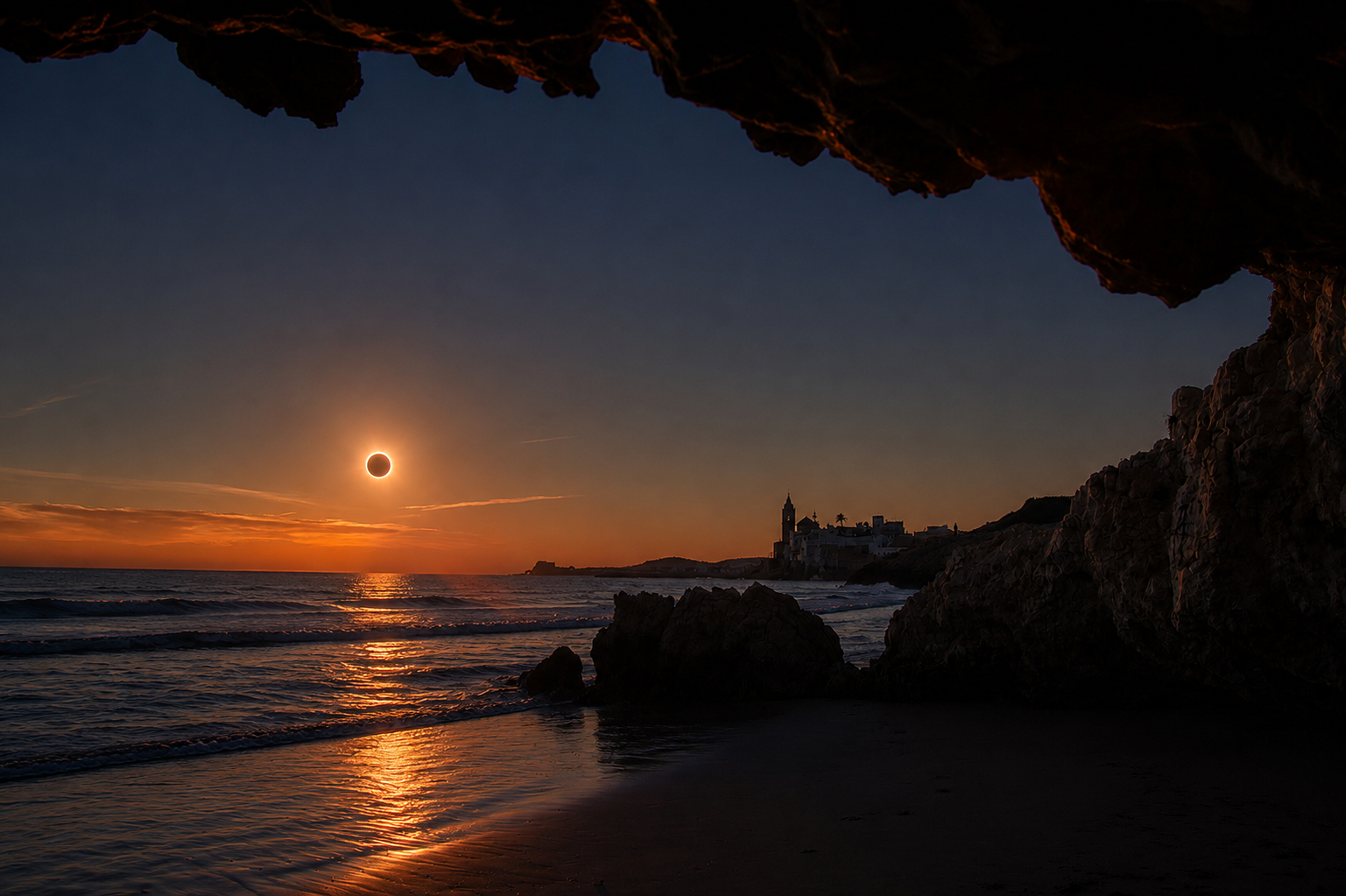 Eclipse solar total desde Cala Balmins